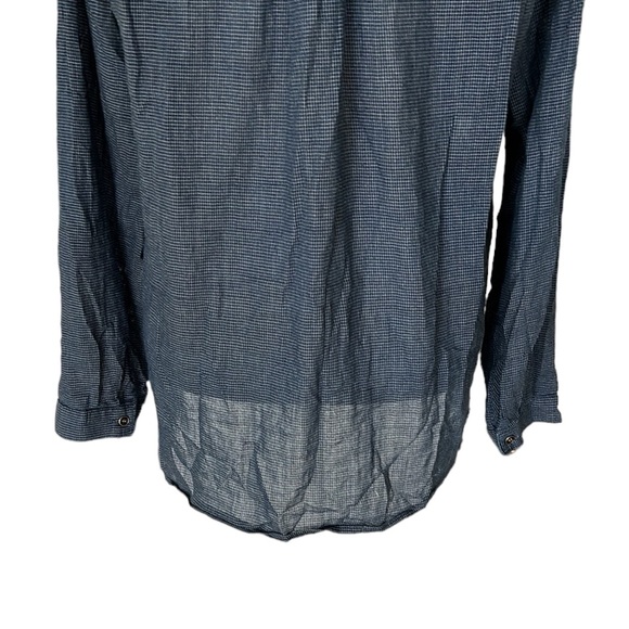 Anthro Cloth & Stone Chambray Check Denim Jean Oversized Button Down Shirt - M - Picture 7 of 11